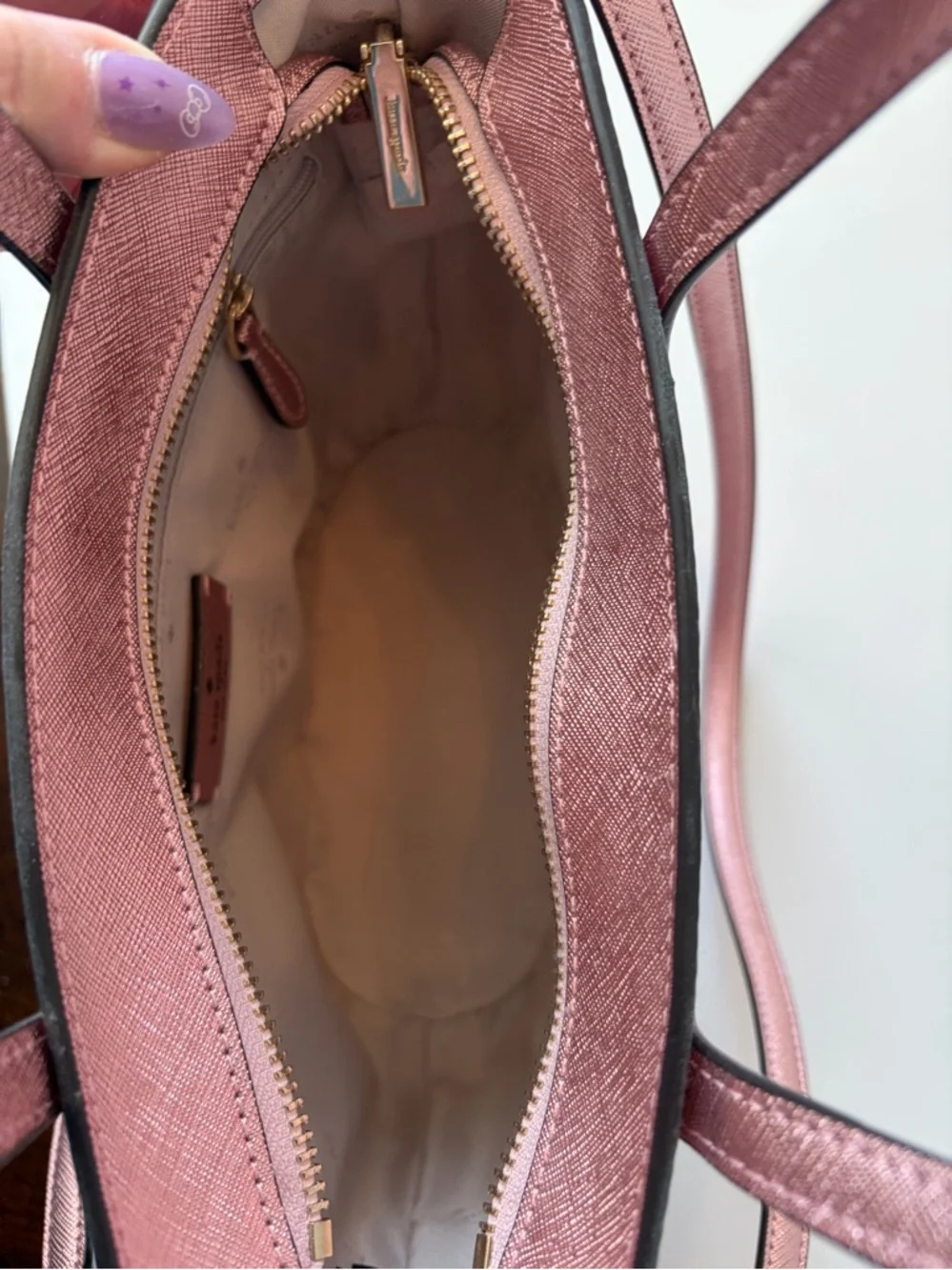 Kate Spade New York Glimmer Small Zip‎ Satchel in Mitten Pink